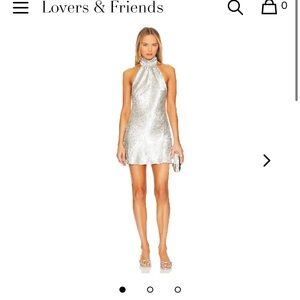 Lovers + Friends Shimmering Silver Mini Dress